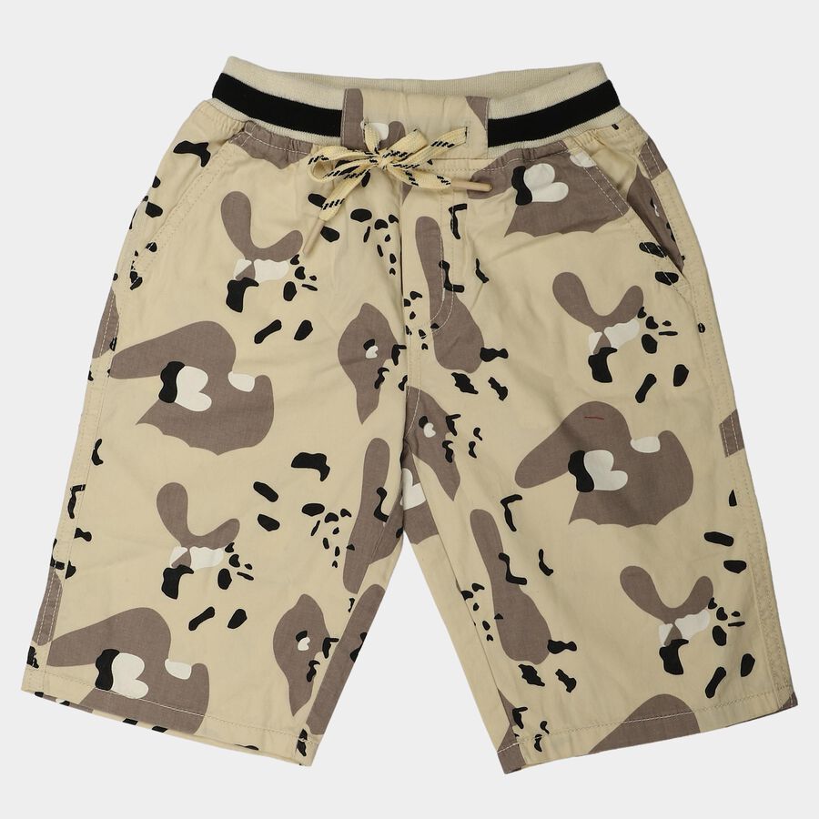 Boys' Beige Regular Fit Camo Print Jamaican Shorts, Beige, large