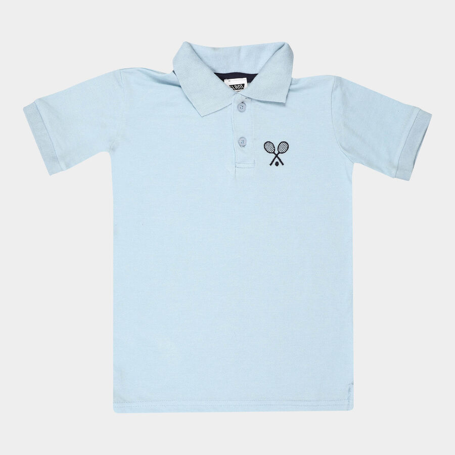 Boys Solid T-Shirt, Light Blue, large image number null