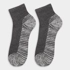 Men's Dark Charcoal Gray and Light Powder Blue Striped Ankle Socks, Mid Blue, small image number null