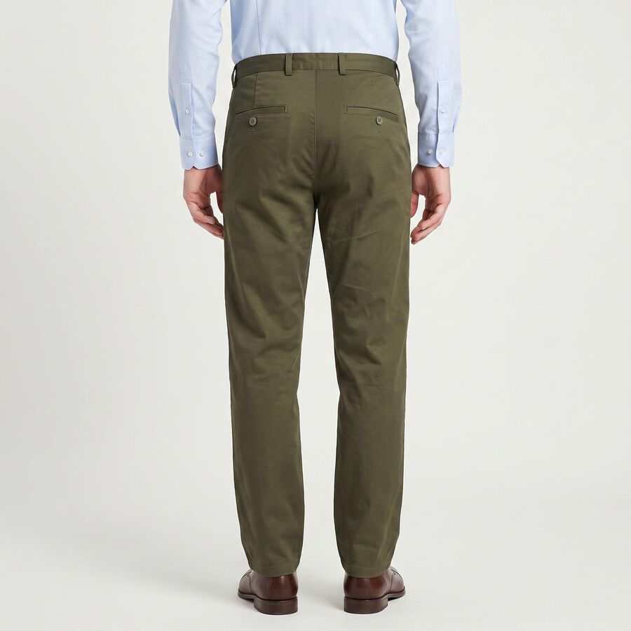 Men's Olive Green Slim Fit Chino Trousers, ओलिव, large