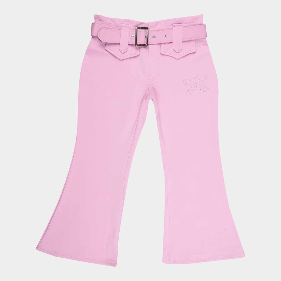 Girls Solid Pull Ups Trousers, Pink, large image number null