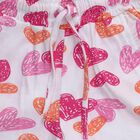 Girls' White Heart Print Elastic Waist Shorts, सफ़ेद, small