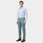 Men's Aqua Slim Fit Flat-Front Trousers, एक्वा, small