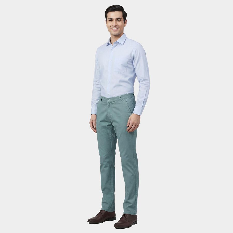 Men's Aqua Slim Fit Flat-Front Trousers, एक्वा, large