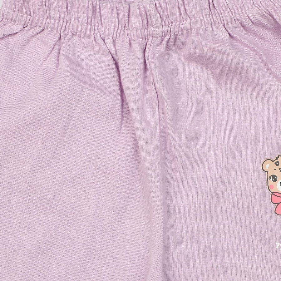Infants' Lavender Jogger Fit Cartoon Printed Cotton Pyjama, लाइलेक, large