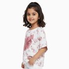 Girls Off White Round Neck Casual T-Shirt, Off White, small