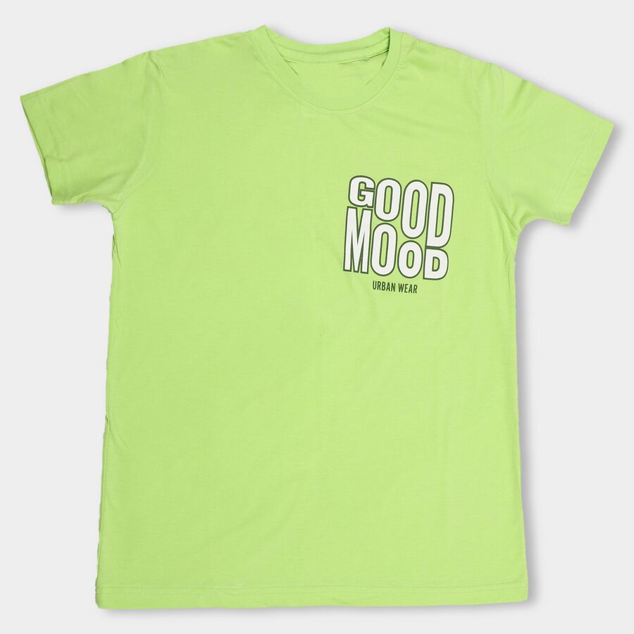 Boys' Half Sleeves T-Shirt, Light Green, large image number null