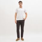 Men's 100% Cotton Slim Fit Casual Trousers, गहरा ग्रे, small