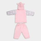 Infants Soft Baby Pink Hooded Casual Jump Suit, Pink, small image number null