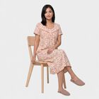 Women Off White Round Neck A-Line Nighty, ऑफ व्हाइट, small