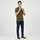Men's Olive Green Polo Neck Preppy T-Shirt, ओलिव, small
