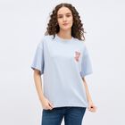 Women's Light Powder Blue Cotton Round Neck Casual T-Shirt, हल्का नीला, small image number null