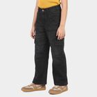 Girls' Black Relaxed Fit Cargo Jeans, Black, small