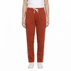 Women's Rust Regular Fit Side-Striped Track Pants, Rust, small