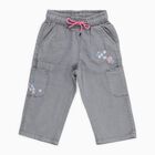 Girls' Muted Grey Relaxed Fit Embroidered Cropped Jeans, हल्का ग्रे, small image number null