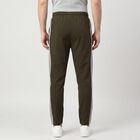 Men's Olive Green Regular Fit Side-Striped Track Pants, ओलिव, small