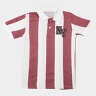 Boys Pink Cotton Polo Neck Striped T-Shirt, Pink, small