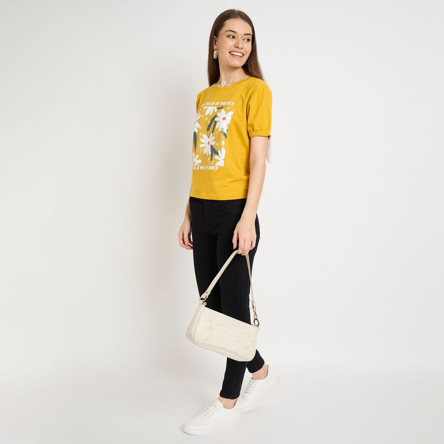 Ladies' Round Neck T-Shirt, Mustard, large image number null