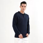 Men's Deep Midnight Navy Polo Neck Classic Pullover, Navy Blue, small image number null