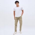 Men's 100% Cotton Cargo Track Pants, Beige, small image number null