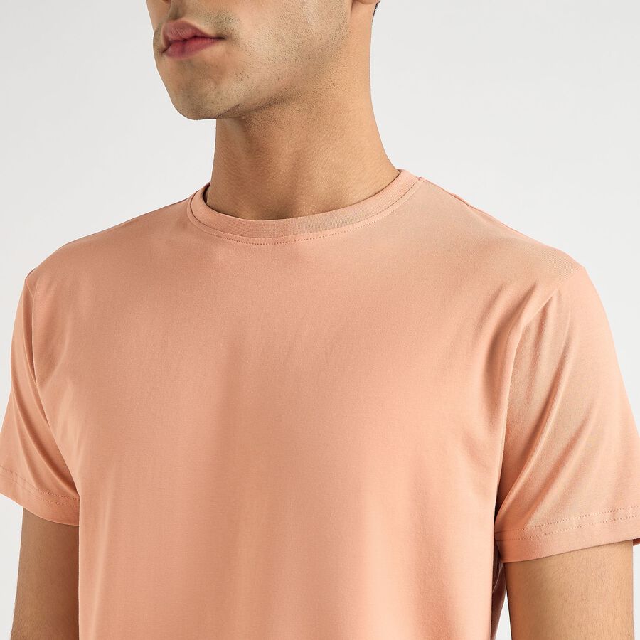 Men's Round Neck Half Sleeves T-Shirt, Peach, large image number null