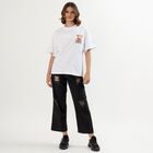 Women's White Cotton Round Neck Casual T-Shirt, सफ़ेद, small image number null