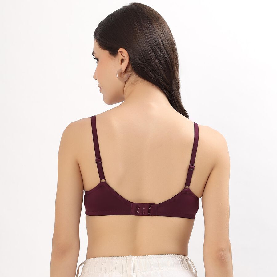 Women's Deep Burgundy Padded Wired T-Shirt Bra, वाइन, large