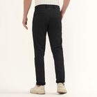 Men's Slim Fit Casual Trousers, काला, small