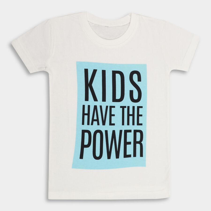 Boys' 100% Cotton Half Sleeves T-Shirt , ऑफ व्हाइट, large image number null