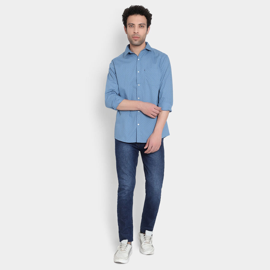 Cotton Printed Casual Shirt, Mid Blue, large image number null