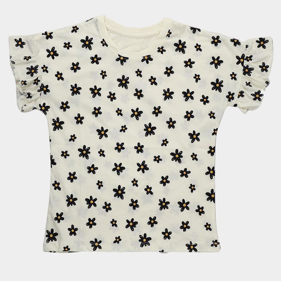 Girls' T-Shirt, ऑफ व्हाइट, large