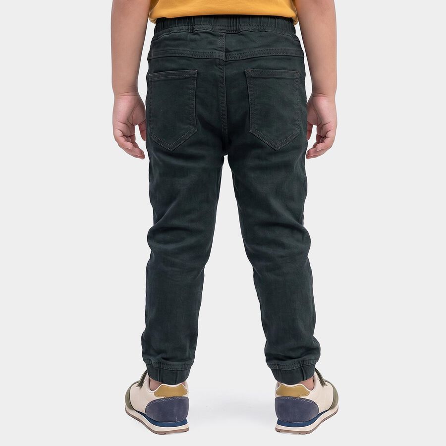 Boys' Olive Green Jogger Fit Drawstring Waist Jeans, ओलिव, large