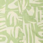 Boys' Mint Green Cotton Abstract Printed Regular Fit Shirt, Light Green, small