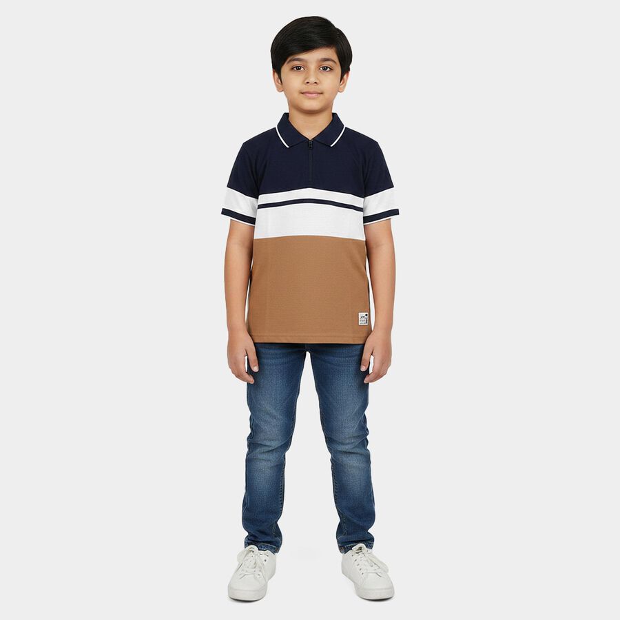 Boys Brown Polo Neck Polo Boys T-Shirt, Brown, large