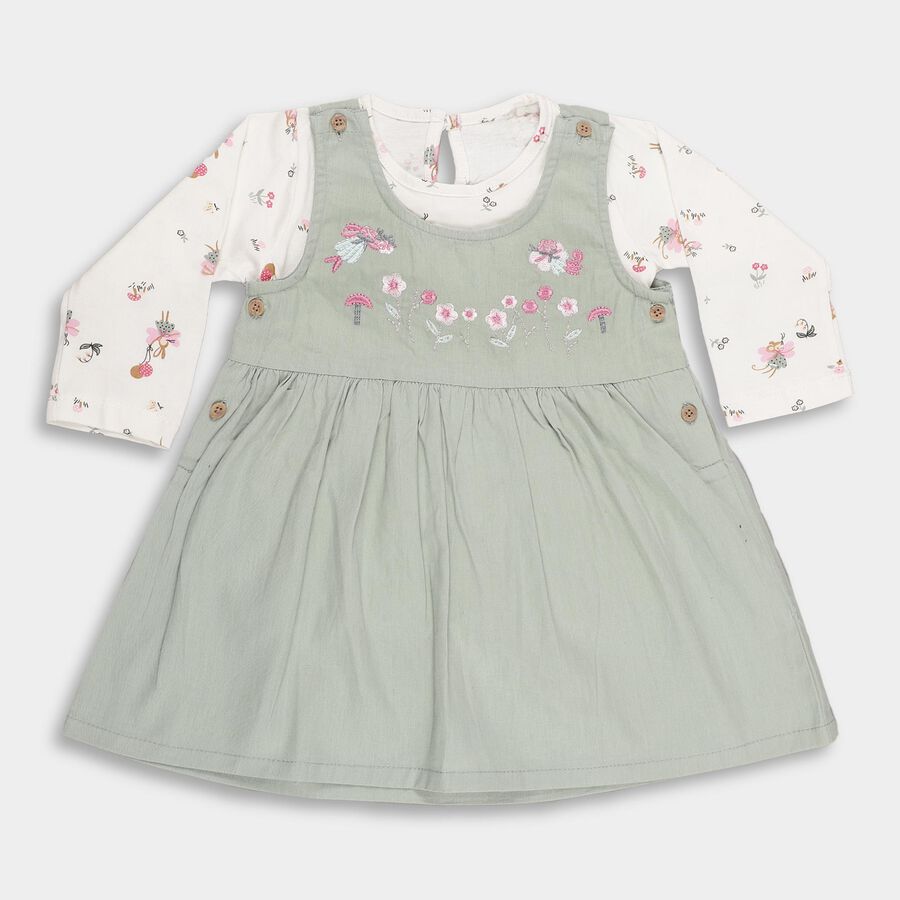 Infants' 100% Cotton Frock, हल्का हरा, large image number null