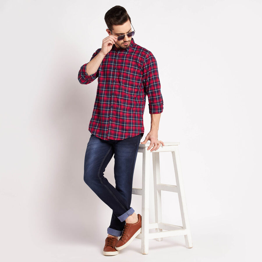 Cotton Checks Casual Shirt, Red, large image number null