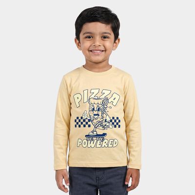 Boys Yellow Cotton Blend Round Neck Regular Boys T-Shirt
