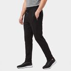 Men's Black Straight Fit Zip Pocket Track Pants, काला, small