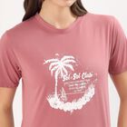 Women's Bright Purple Round Neck Casual T-Shirt, Purple, small