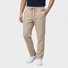 Men's Light Grey Slim Fit Pinstriped Casual Trousers, Light Grey, small