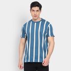 Men's Round Neck Half Sleeves T-Shirt, गहरा नीला, small