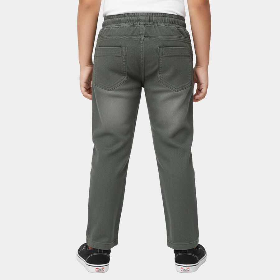 Boys' Olive Regular Fit Elastic Waist Jeans, ओलिव, large