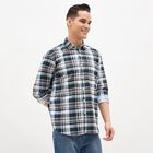 Men's Dark Teal Green Cotton Full Sleeve Spread Collar Classic Shirt, Teal Blue, small
