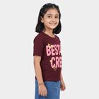 Girls Wine Round Neck Regular T-Shirt, Wine, small