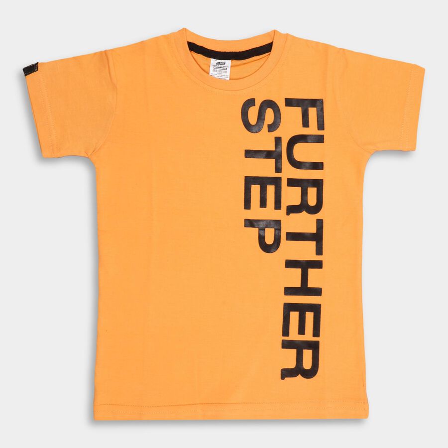 Boys' 100% Cotton Half Sleeves T-Shirt , नारंगी, large image number null