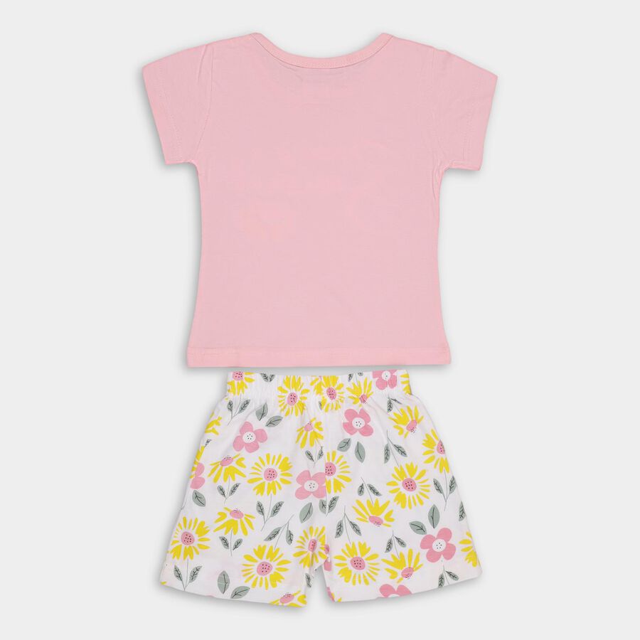 Girls' 100% Cotton Short Set, हल्का गुलाबी, large