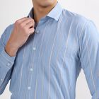 Men's Light Sky Blue Cut Away Collar Slim Fit Formal Shirt, Mid Blue, small image number null