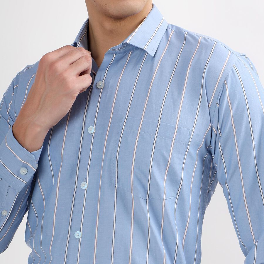 Men's Light Sky Blue Cut Away Collar Slim Fit Formal Shirt, Mid Blue, large image number null