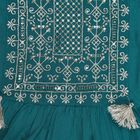 Girls' Teal Green Embroidered Kurta and Palazzo Fusion Set, Light Green, small image number null