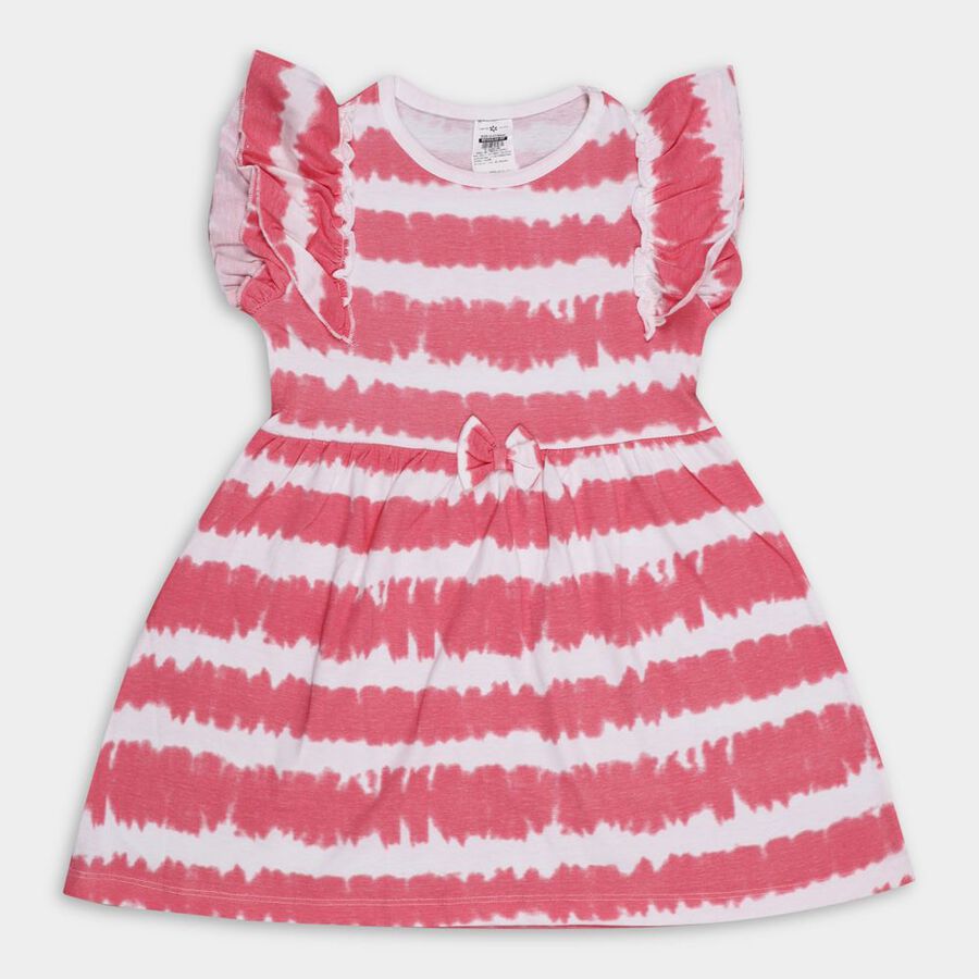 Girls' 100% Cotton Frock, Coral, large image number null